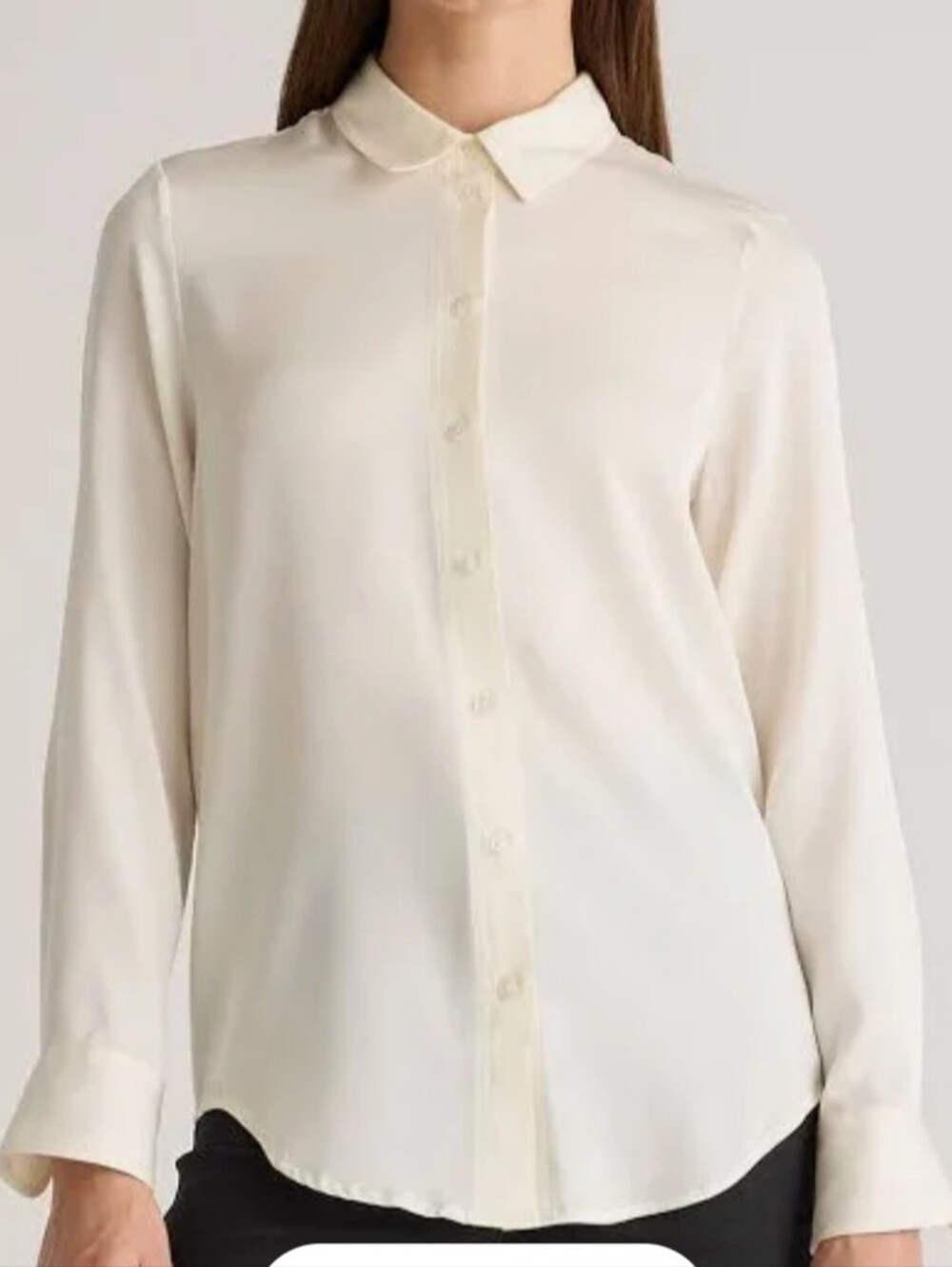 Quince Women's Washable Stretch Silk Blouse Size M Color Cream
